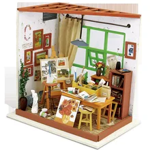 DIY подарок к Рождеству, собранный Деревянный Кукольный дом с мебели со светом Ada's paintting Room DIY House