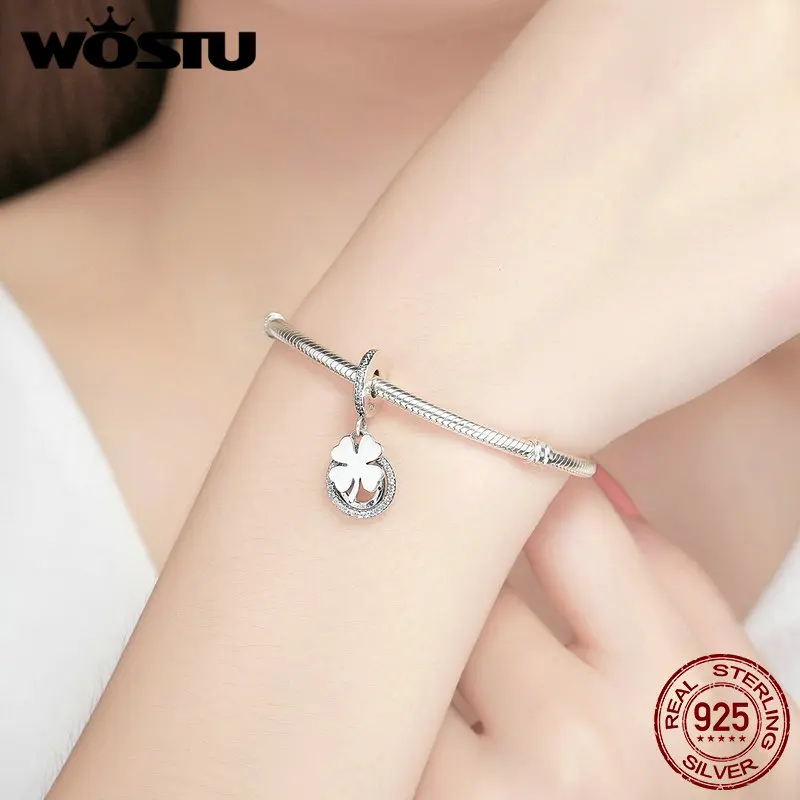 Preise Heißer Verkauf 925 Sterling Silber Vier Leaf Clover   Hufeisen Glück Tag Perlen Fit Original wst Charme Armband Schmuck CRC117