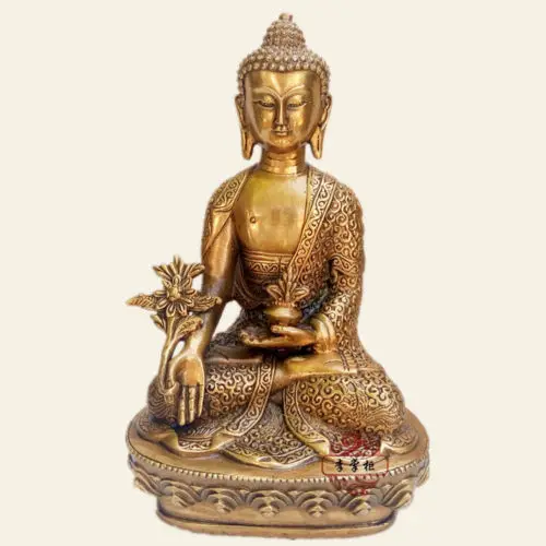 

7" Tibet Tibetan Buddhist handmade brass statue Lotus Medicine Buddha