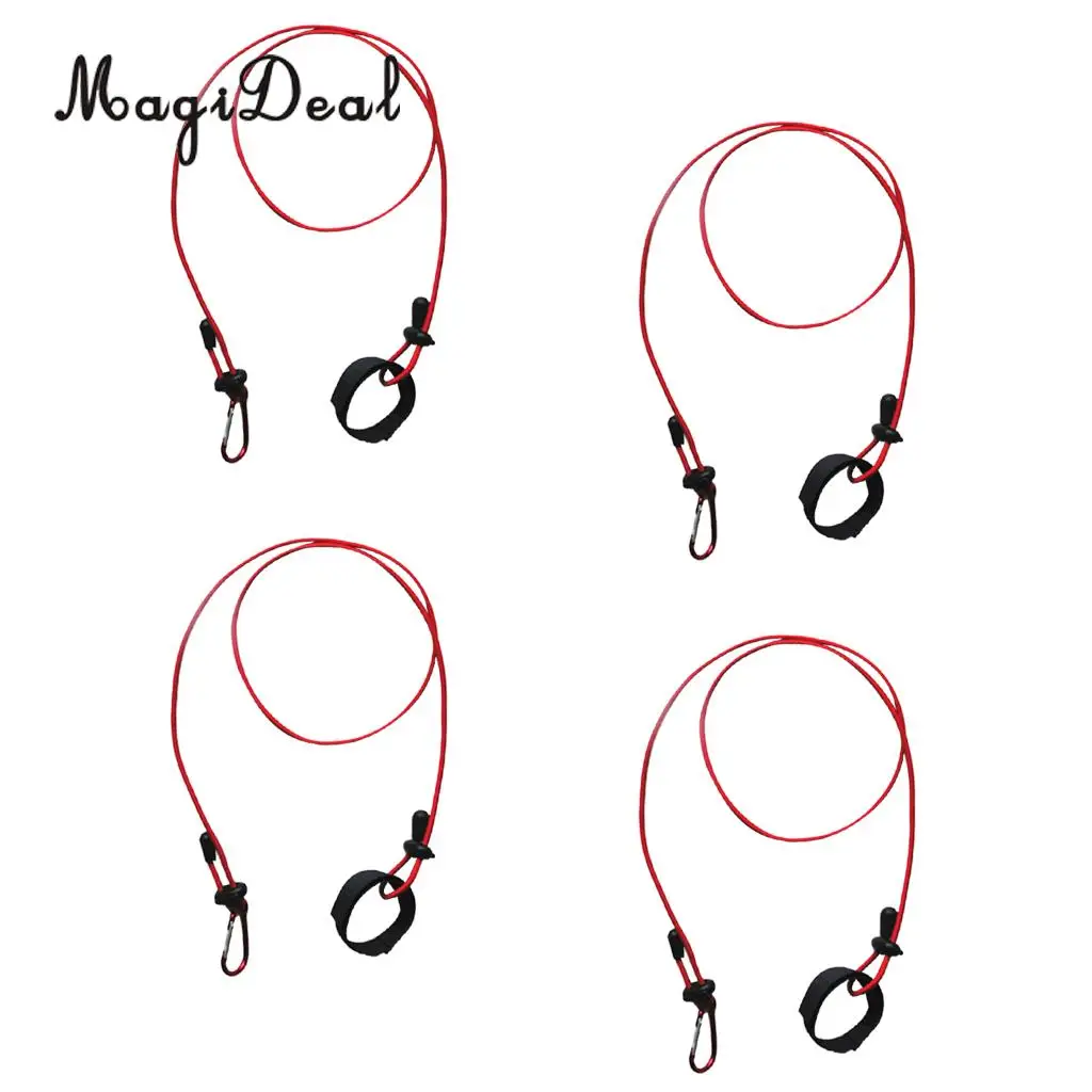 MagiDeal 4Pcs 107cm Elastic Kayak Paddle Leash Fishing Rod Holder Safety Lanyard Tether for Small Boat Canoeing Water Sport Acce