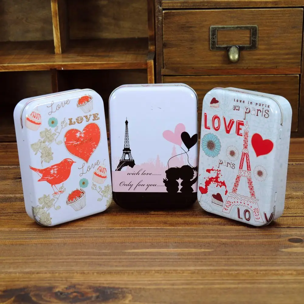 Flip rectangular tin aesthetic storage box gift box 3 in 1 setin