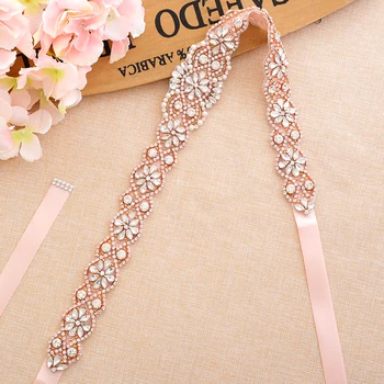

Handmade Crystal Bridal Belt Rhinestones Wedding Belt Rose Gold Diamond Wedding Sash For Bridal Accessories A160RG