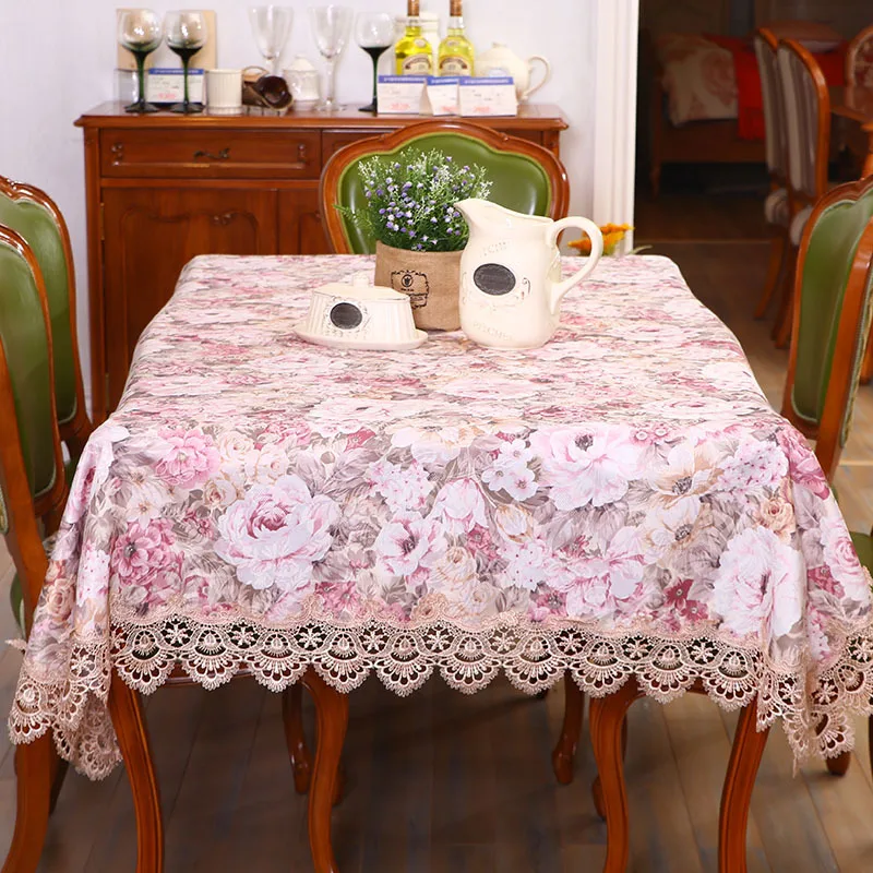 

New Flower Tablecloth Cotton Linene Classical Embroidered Hem European Style Cover Washable Table Cloth for Tea Table Sofa