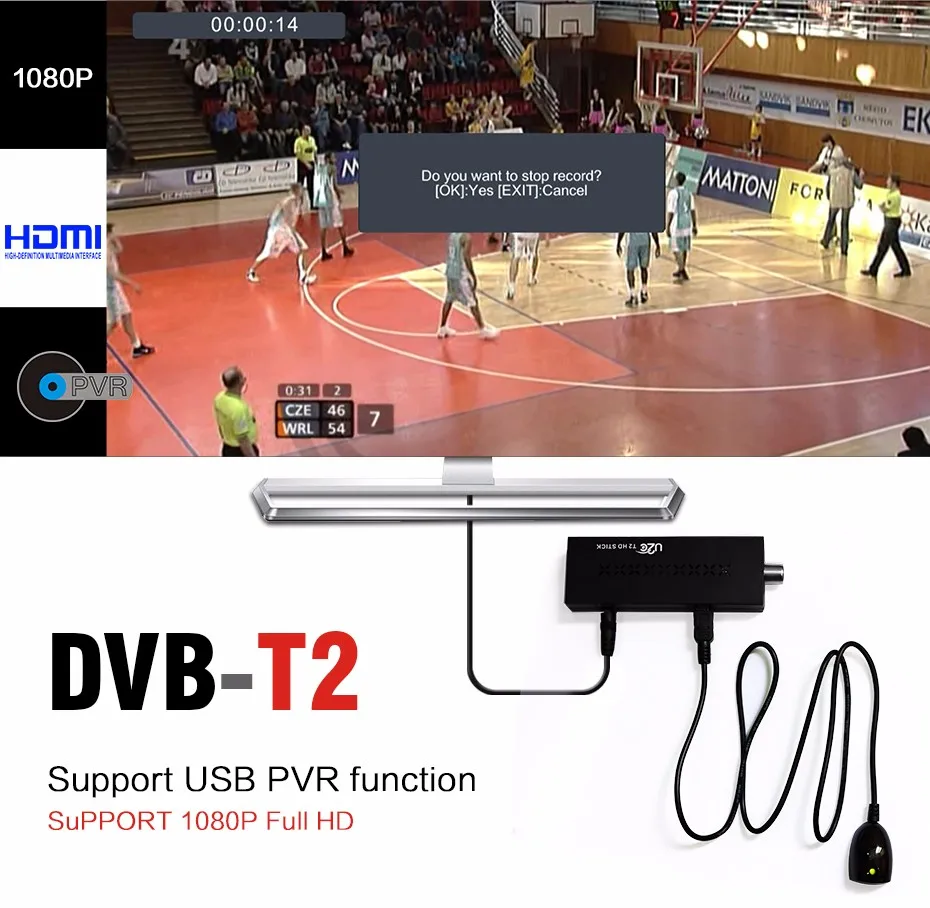 Мини DVBT2 ТВ приемник DVB-T2 ТВ-Палка Поддержка MP3 MPEG4 формат ТВ-приставка определение цифрового смарт-ТВ Устройства бесплатно для России