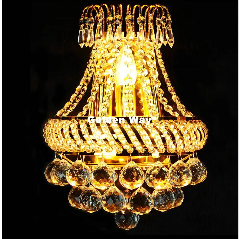 Бесплатная доставка Золотой/Хром Кристалл Бра K9 настенное бра Спальня изголовье ночники бра светильник