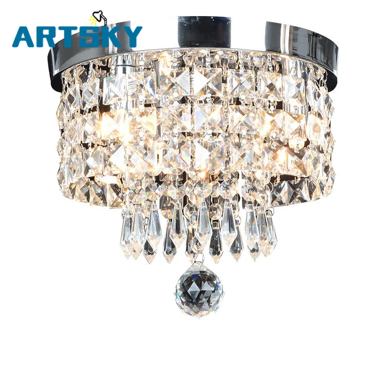 

Contemporary Circular Transparent Crystal 220V LED Ceiling Light for Living Room/Dining Room/ Corridor/ Entrance Bulbs Included
