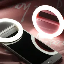 Selfie LED Ring Flash Light Draagbare Telefoon Selfie Lamp Lichtgevende Clip Lamp Camera Fotografie Video Spotlight lens luz para movil(China)