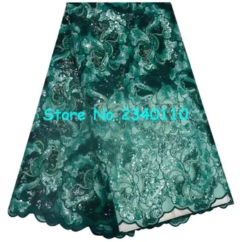 

2017 Latest design French sequins Lace Fabric embroidered sequins Tulle Mesh Lace Fabric with beads Organza Lace Fabric YT9-002