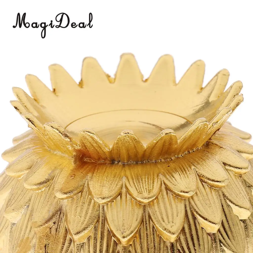 MagiDeal New Hot 1Pc Lotus Flower Shape Butter Lamp Candle Holder Tibetan Butter Brass Oil Lamp for Buddha Pray Craft Home Decor