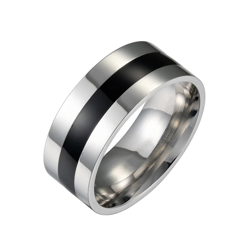 Anillo De Acero Inoxidable De Plata Negra Para Hombres Mate Anillo De Acero Inoxidable De Plata Negra Para Hombres Mate