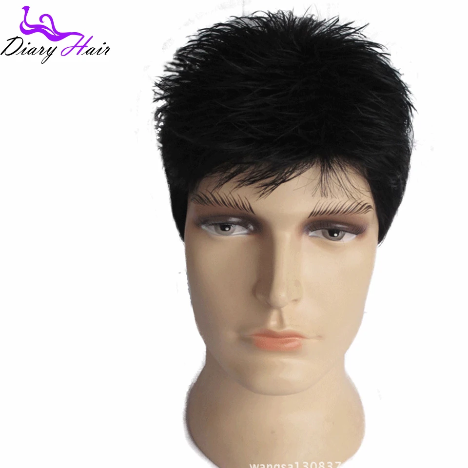 Free Shipping100 Men Short Human Natural Hair Wigs 6 Grade Short