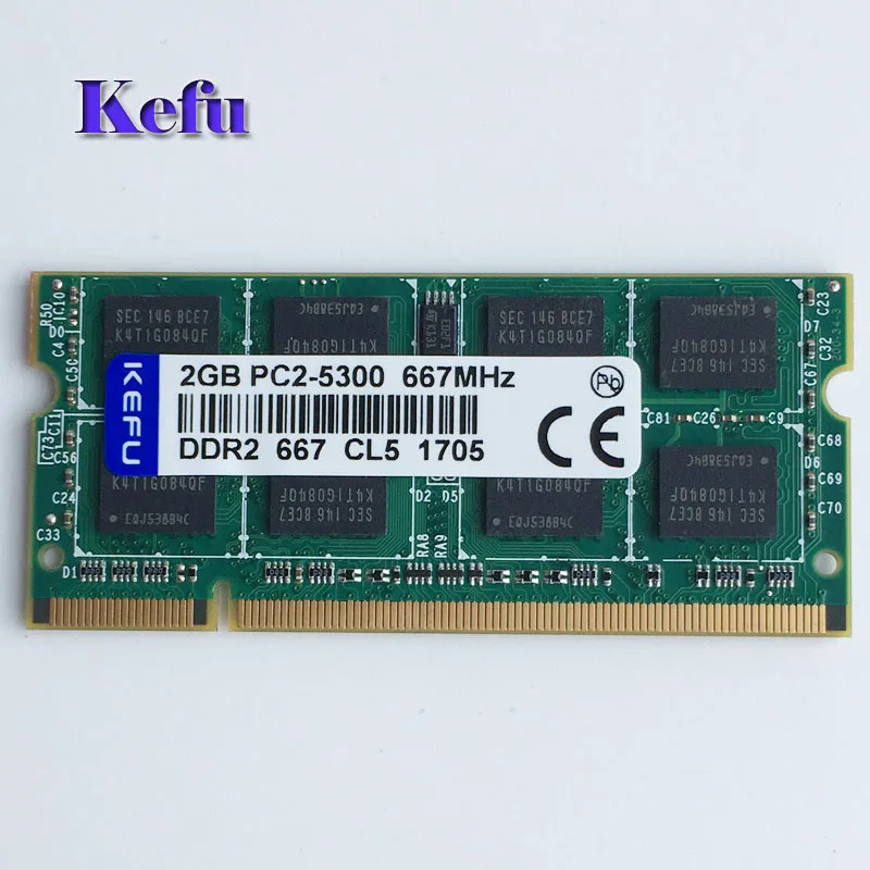 Vente 2 GB DDR2 667 PC2 5300 667 Mhz DDR2 Ordinateur Portable Mémoire SODIMM RAM Portable Non Ecc 200 broches Faible densité