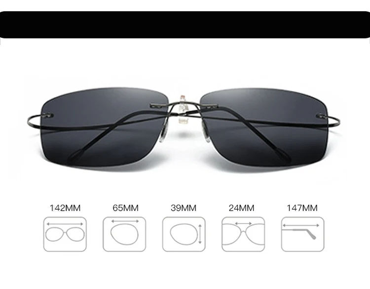 8,9 г только титановые очки без оправы HD для ночного видения, поляризованные солнцезащитные очки с зеркалом памяти, солнцезащитные очки для рыбалки, Oculos Gafas De Sol