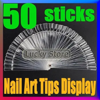 

50 pcs clear Nail Art Tip Practice Fan Board Display nail polish display wholesale