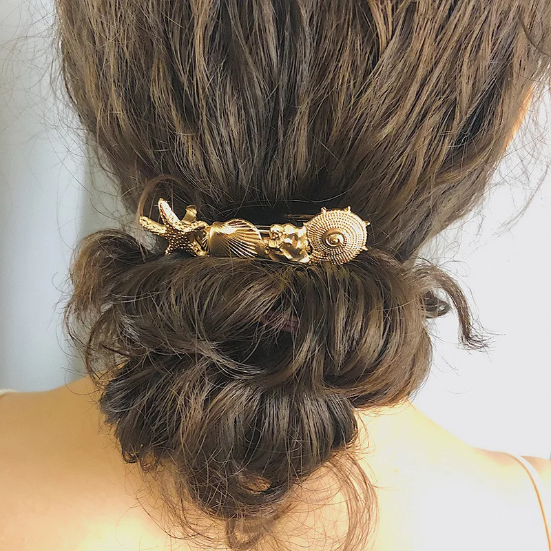 

Lady Vintage Conch Starfish Hair Pins Stick Fashion Alloy Bridal's Hair Pin Hair Stick Accessories Wedding tiara bijoux femme