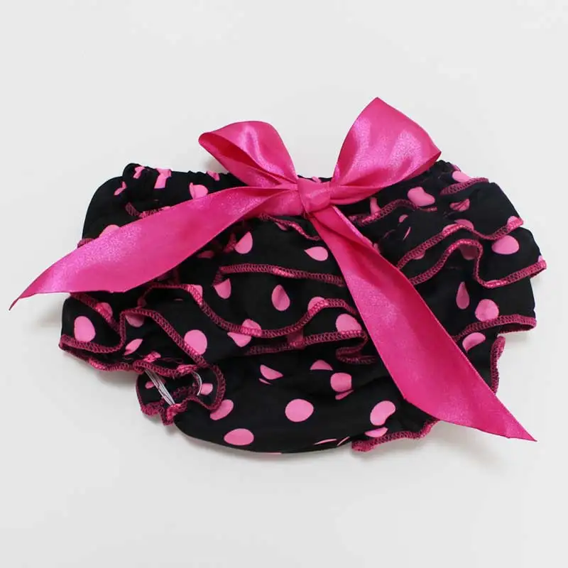Новорожденный Малыш Dot крышка пеленки модные атласными рюшами детские шаровары - Цвет: Black