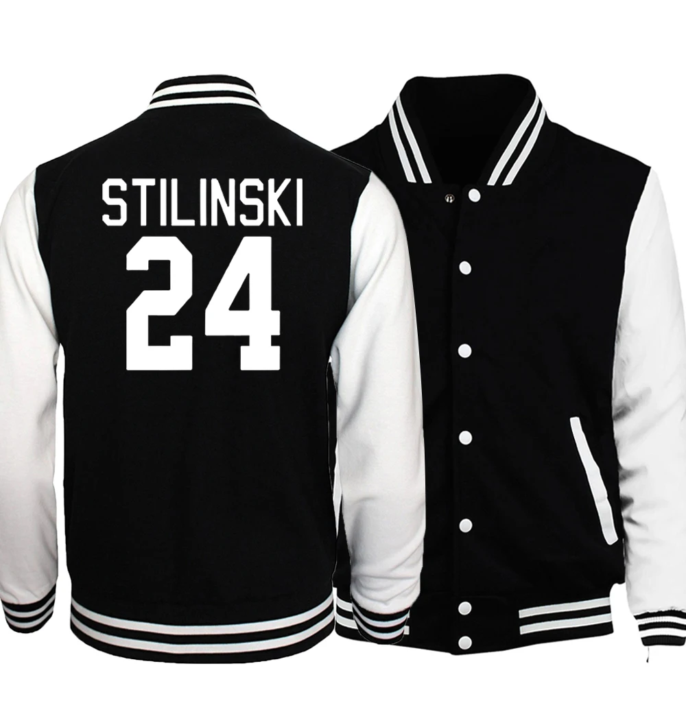 

Teen Wolf Stilinski 24 Baseball Uniform Men The Flasher Star S.T.A.R Jacket Black White Coat Punk Rock Slim Baseball Jackets 5XL