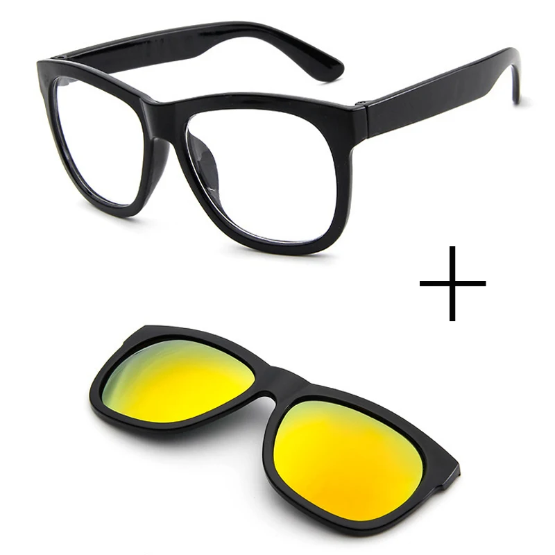 Солнцезащитные очки с магнитным зажимом, очки с квадратными линзами для мужчин и женщин, солнцезащитные очки с зеркальным зажимом, очки с ночным видением для вождения - Цвет линз: JY5946 frame clip 7