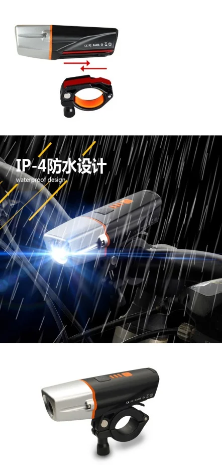 Perfect Newest Bicycle Front Rechargeable Light Cycling Bike Power Bank Flashlight Waterproof Headlight Bicycle Lamp Bike Accessories 5