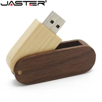 

JASTER LOGO customize wooden Rotate Wood USB Flash Drive pen drive 4GB 8GB 16G 32GB 64GB Memory stick laser engraving gifts