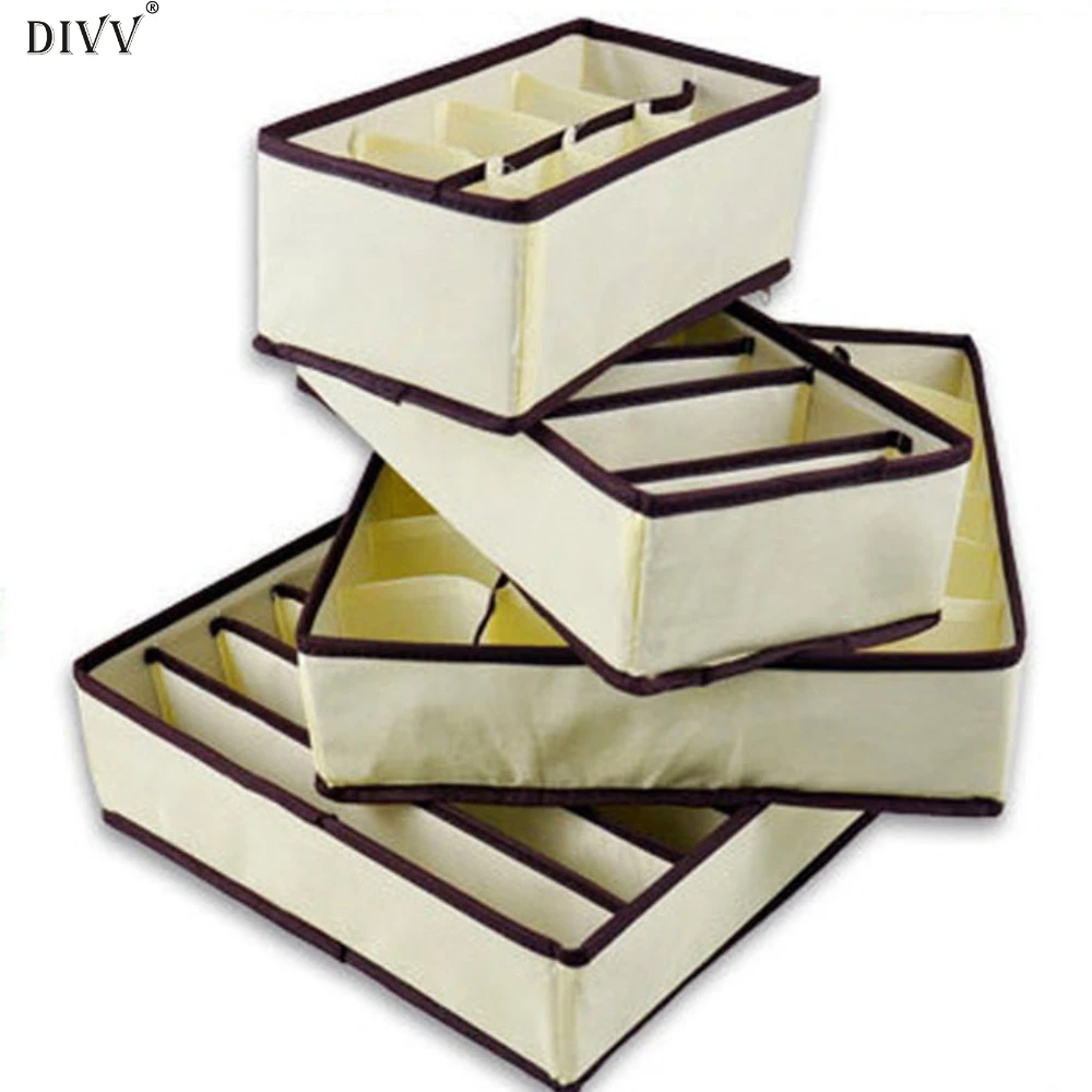 DIVV المنزلية تخزين منظمة جلد 4 قطعة/المجموعة زهرة للطي صندوق تخزين للملابس الداخلية جورب الصدرية العلاقات القضية DIVV المنزلية تخزين منظمة جلد 4 قطعة/المجموعة زهرة للطي صندوق تخزين للملابس الداخلية جورب الصدرية العلاقات القضية
