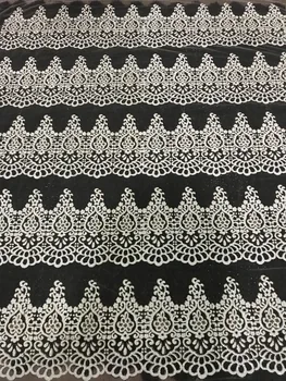 

Hot selling yaking-404 glued glitter sequins lace fabric African French net tulle Lace Fabric for party
