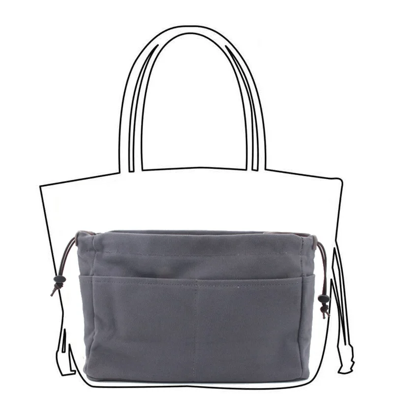 Us 13 17 High Quality Canvas Purse Organizer Bag Handbag Organizers Insert Sy 10 Pockets Grey Color 2 Sizes In Cosmetic Bags Cases