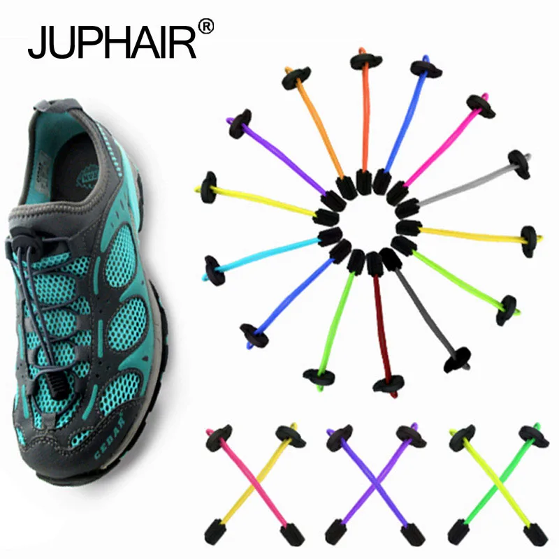 

JUP50 Pairs New Multicolor Lace Black Buckle Locking Shoes Laces Elastic Shoelaces Shoestrings /Jogging/Triathlon/Sports Fitness