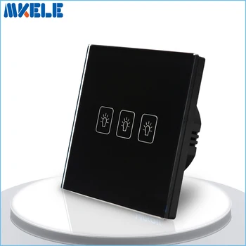 

Touch Switch EU Standard 3 Gang 2 Way Light Switch Touch Screen wall switch wall socket for lamp
