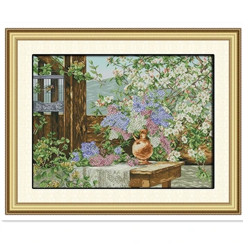

Flowers Full Of Garden Home decoration 11CT 14CT Printed On Canva Home Decor Painting Chinese Counted Cross Stitch Kits Pattern