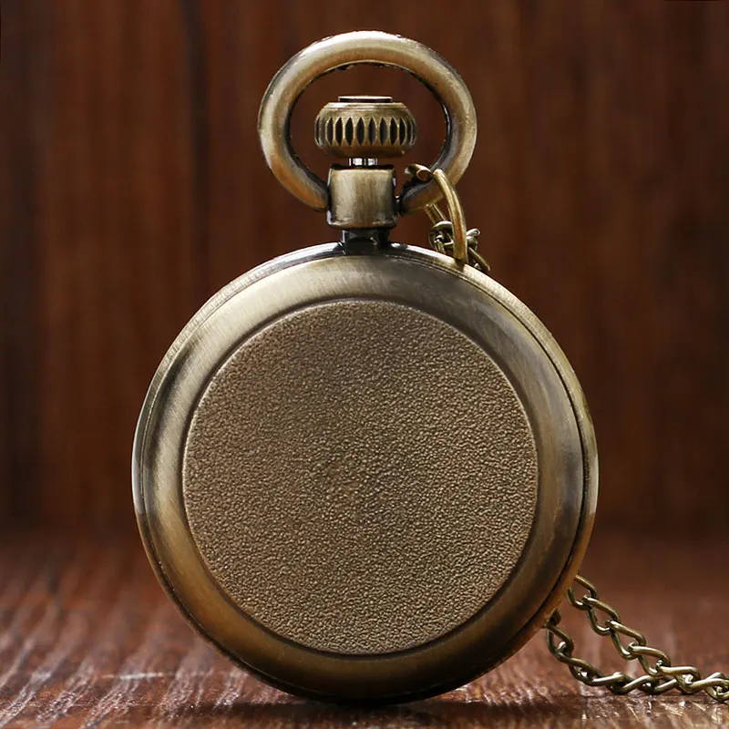 Bronze Roman Pocket Watch Antique Numerals Chain Necklace Pendant Quartz LL@17