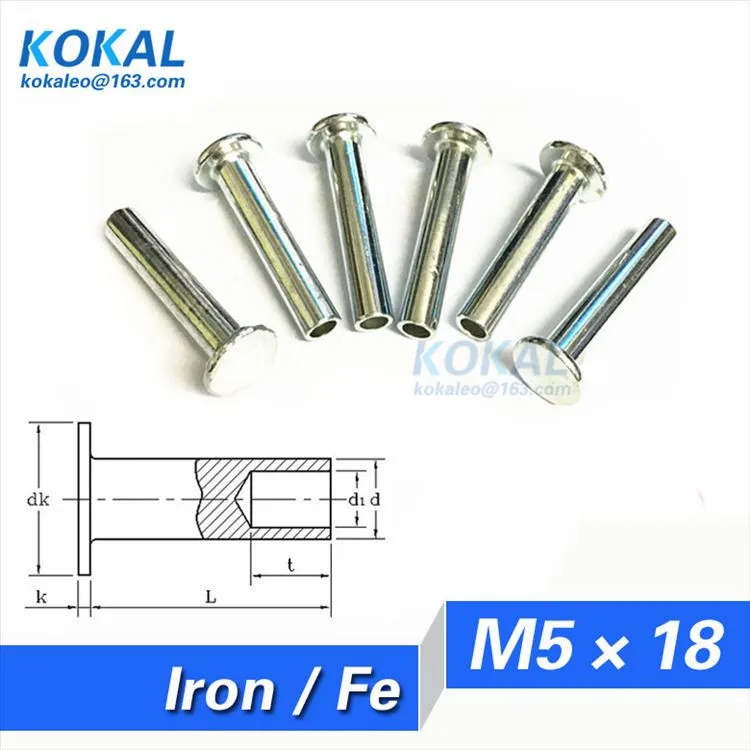 [Fe-M5*18] Free Shipping 50PCS M5 series flush head steel socket shank rivets M5*18MM | Обустройство дома
