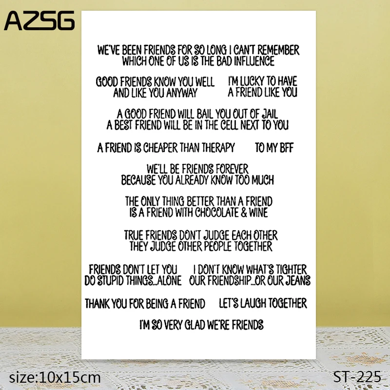 

AZSG Precious Friendship / Good Friend Clear Stamps/Seal For DIY Scrapbooking/Card Making/Album Decorative Silicone Stamp Crafts