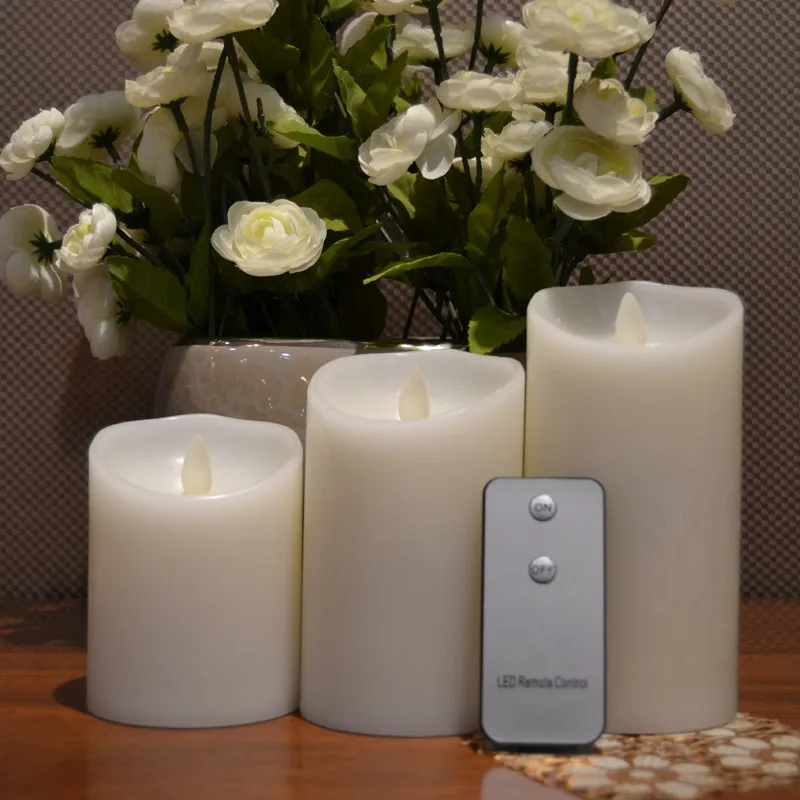 Flameless Led Battery Candle For Bar Decoration with Remote Control 3pcs/ lot Moving Wick