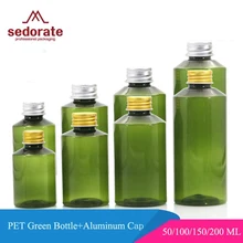 Sedorate 20 шт./лот 50 мл 100 мл 150 мл 200 мл ПЭТ Зеленый бутылка с алюминиевой крышкой Кепки флакон для лосьона для косметические контейнеры JX030