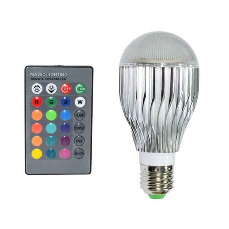 

E27 GU10 E14 RGB Dimmable LED Light 85-265V 110V 220V multiple Color Bulb Lamps 15W + 24key IR Remote Control lighting
