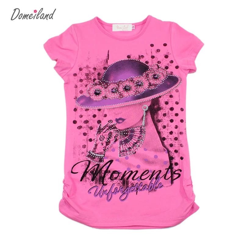 2017 Fashion summer brand domeiland girl clothes Children clothing cute kids short Sleeve slim t shirts