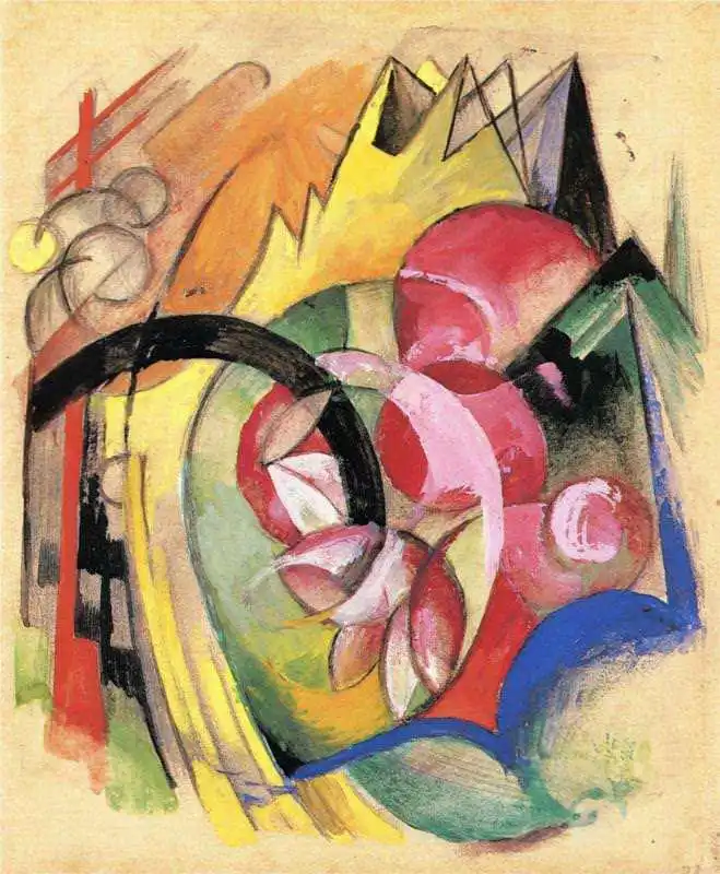 coloful flowers abstract forms by franz marc oil painting canvas abstract art form