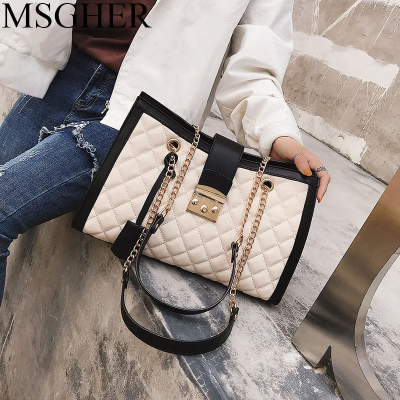 

MSGHER Female Designer Fashion Handbag Women Letter Soft Messenger Shoulder Bags Large Shopping Tote Ladies Crossbody Bag Purse