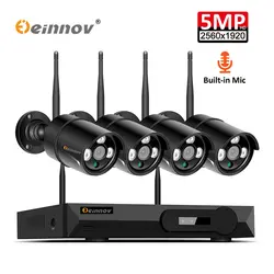 Einnov 4CH H.265 камера безопасности системы беспроводной CCTV 5MP Wi Fi IP видеонаблюдения NVR комплект HD ночное видение P2P Открытый дом