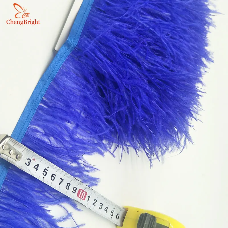 ChengBright Высокое качество 1 м белый страусиное перо лента страусиные перья отделка бахрома DIY аксессуары для одежды - Цвет: sapphire