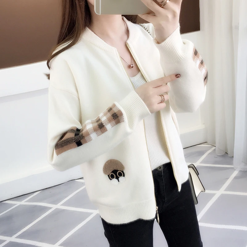 

Women Cardigan Sweater Zipper 2019 New Autumn And Winter Short Trends Female Knitted Coat Korean Style Teenager Girl A56