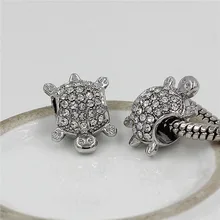 1 шт. Perles кристалл морская черепаха Pandora Талисманы Бусины подходит DIY Pulsera Браслеты berloque Бусины