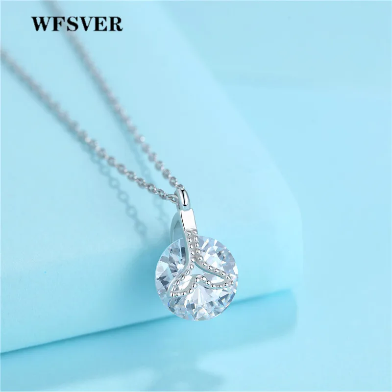 

WFSVER 925 Sterling Silver Necklace For Women Dolphin Tail Shape With Crystal Pendant Necklace Korea Style Fine jewelry Present