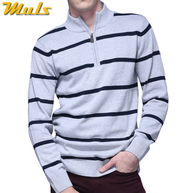 Мужской трикотажный свитер поло в полоску 3 цвета|sweater men pullover|striped sweater menbrand |