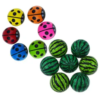 

5pcs Funny Toy Watermelon Shape 30MM Green Watermelon Ladybug Molding Elastic Ball for Children's Toy Jump Ball Egg Twister