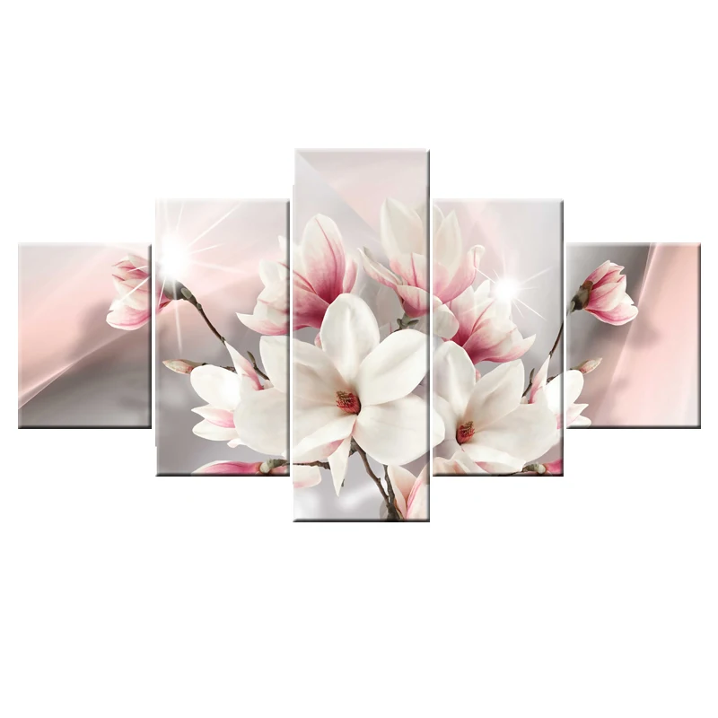 

Pink Flowers Modern Canvas Wall Art Paintings Red Flowers Artwork for Bedroom Living Room Decoration