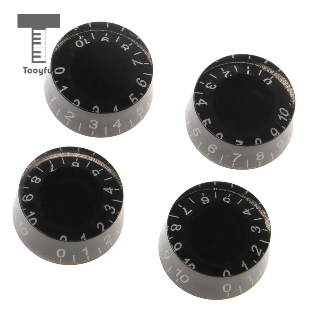 Tooyful Set of 4 Black Plastic Speed Volume Control Knobs with White Scale Replacement for LP Electric Guitar Parts 