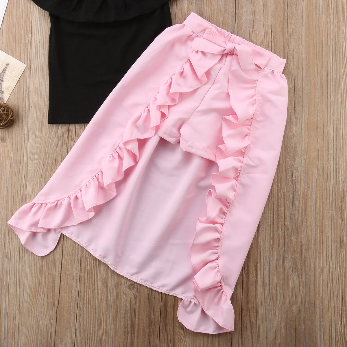 3 Pcs 2 Colors Toddler Baby Girl Kid Summer Off Shoulder Ruffle Asymmetrical Stylish Dress T-shirt Top+Shorts Pants Clothes Sets