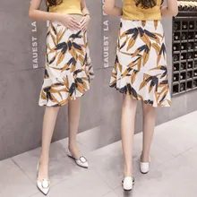 Летняя женская шифоновая юбка модная женская Повседневная Юбка До Колена с низкой талией и принтом женская пляжная юбка Talever E0560
